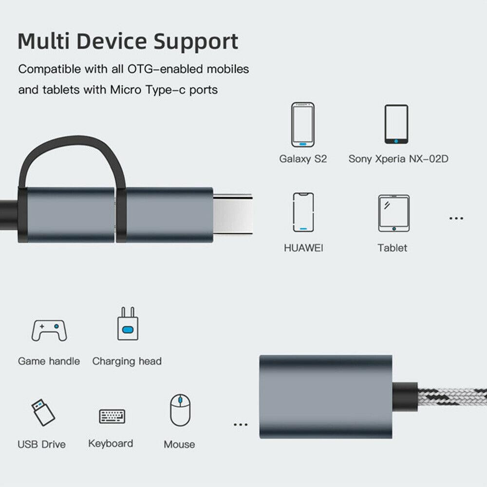 2 in 1 USB 3.0 OTG Adapter Type C Micro USB to USB 3.0 Adapter OTG Convertor Cable for Mobile Phone Mouse Keyboard Flash U Disk