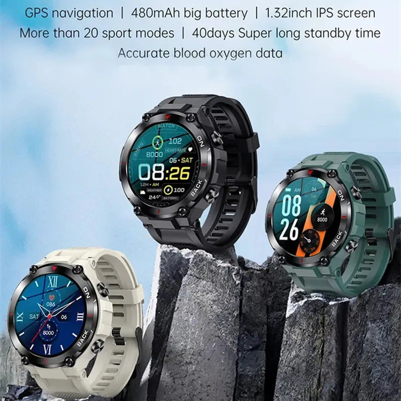 Lenovo GPS New Smart Watch Outdoor Sports Fitness Bracelet IP68 Waterproof Heart Rate Blood Pressure Smartwatch Men Android IOS