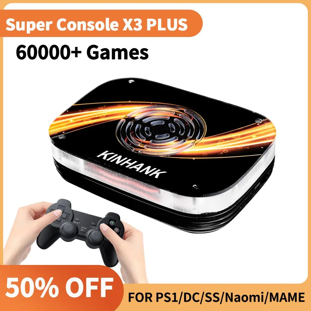Super Console X3 Plus Retro Game Console 60000 Video Games 60 Emulators Compatible with PS1/DC/SS/PSP HD Output S905X3 TV Box
