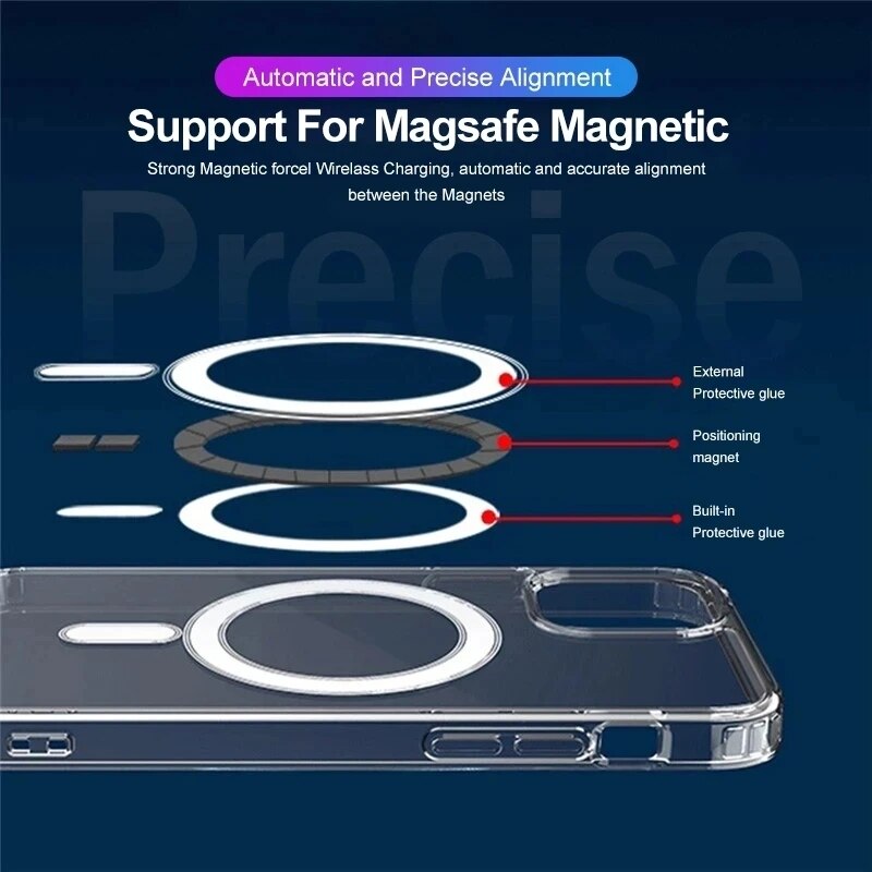 Original For Magsafe Magnetic Wireless Charging Case For iPhone 14 13 12 11 Pro Max Mini X Xs XR 7 8 Plus SE 2020 Acrylic Cover