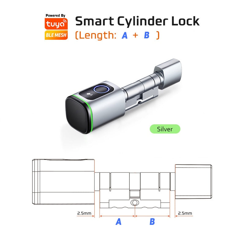 Saudi Euro Tuya TTLock APP Fingerprint RFID Card DIY Cylinder Lock Biometric Electronic Smart Door Lock Digital Keyless Replace