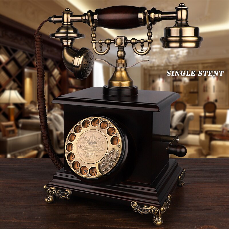 Classical Old Telephone European Vintage Fashion Solid Wood Home Retro Wired Fixed House Phone Nostalgic Landline For Office