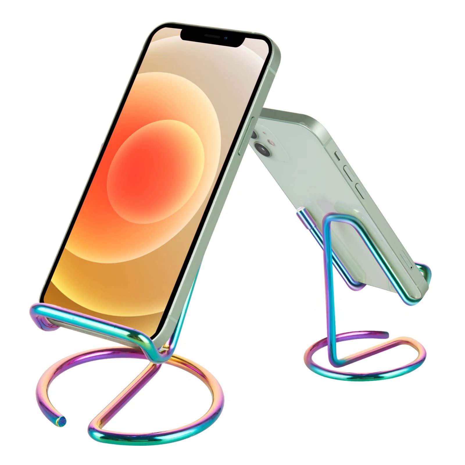 Cell Phone Stand for Desk, Business Card Holder,Cute Metal Cell Phone Stand, Metal Wire Cellphone Cradle Dock for Phone Tablet