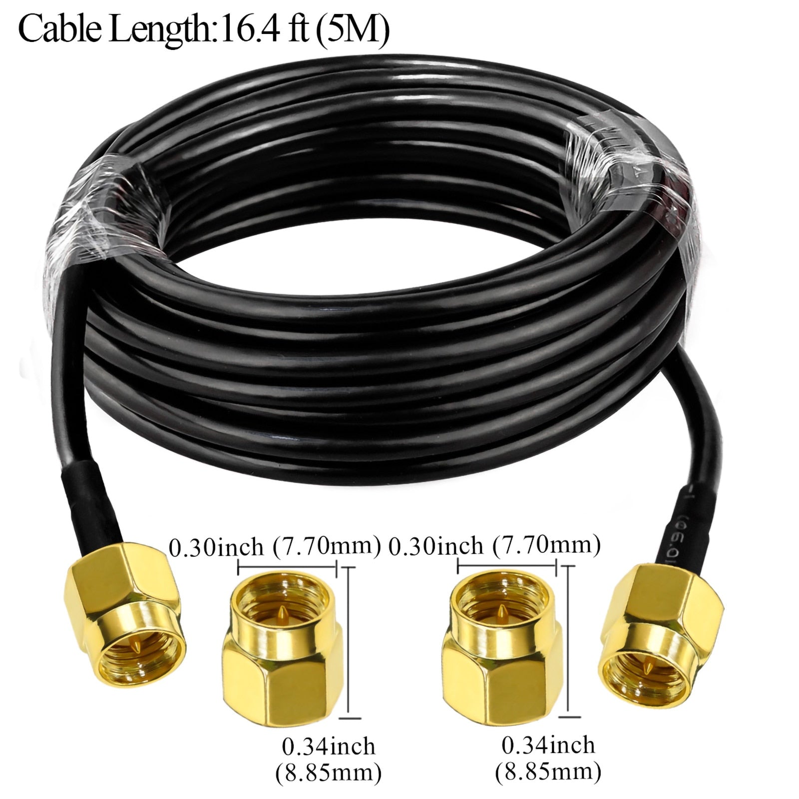 SMA Male to SMA Male Cable RG58 Low Loss Wifi Antenna Extension Cable SMA Male Connector  Plug Pigtail Cable 30CM  50CM 1M 5M