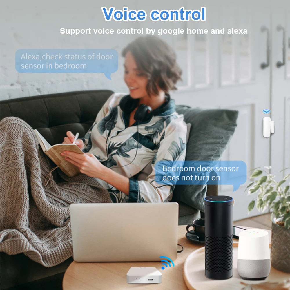 Tuya WiFi Zigbee Smart Door Sensor Window Sensor Door Magnetic Alarm Detector Magnetic Sensor Work With Alexa And Google Home