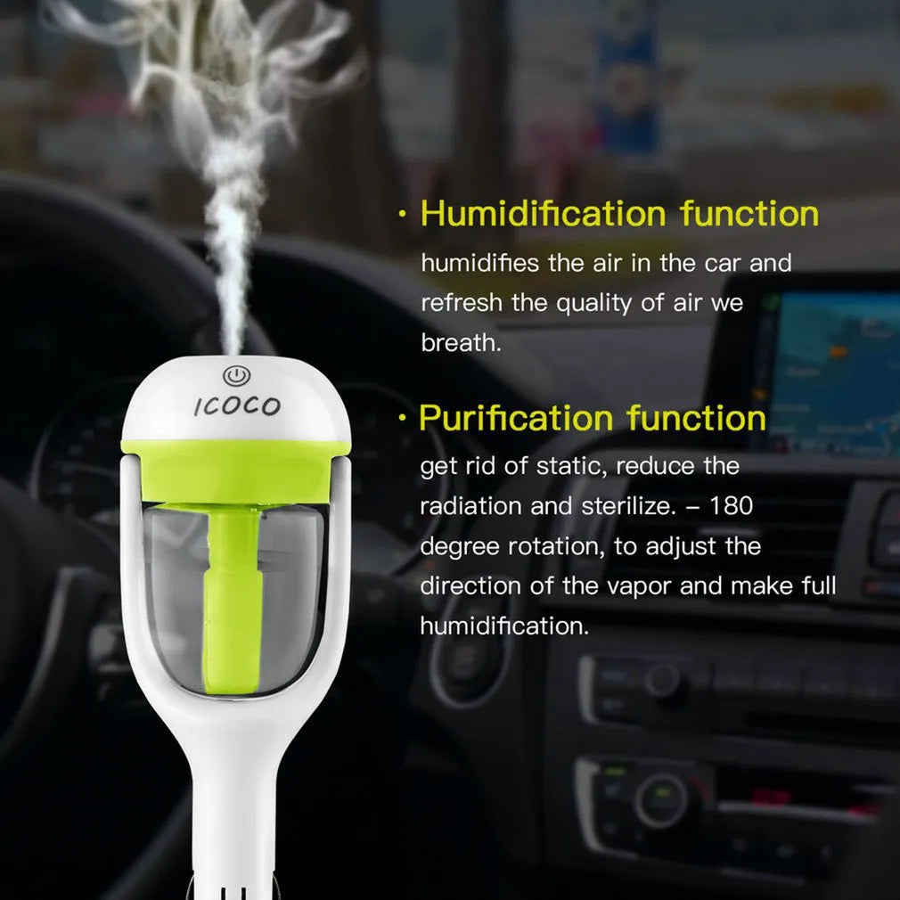 ICOCO Mini Portable Car Aromatherapy Charger Humidifier Aroma Essential Oil Diffuser Fresh Purification 180 Degree Rotation