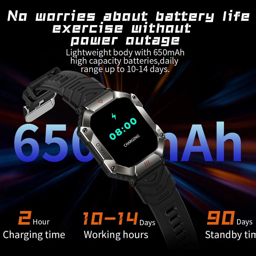 GEJIAN GPS Military Smart Watch Men For Android IOS Ftiness Watches Ip68 Waterproof 2.0'' AI Voice Bluetooth Call Smart Watch