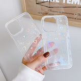 Card Holer Laser Love Heart Case For Iphone 11 Covers Iphone 13 14 Pro Max 12 XR X Xs 7 8 Plus SE 2020 Card Slot Silicon Fundas
