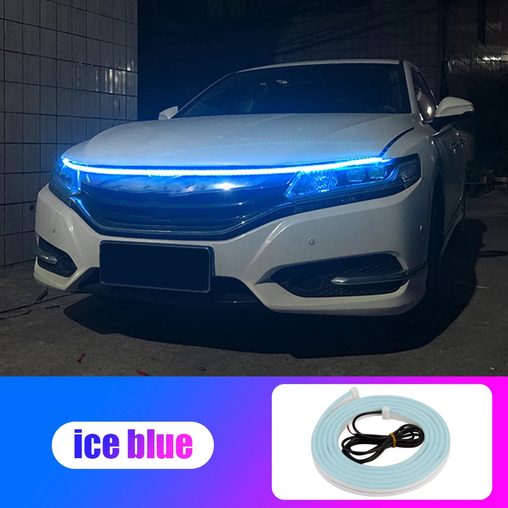 200 Cm LED Car Hood Lights Strip Cuttable Decorative Light Car Daytime Running Lights Auto Decorative Atmosphere Lamps