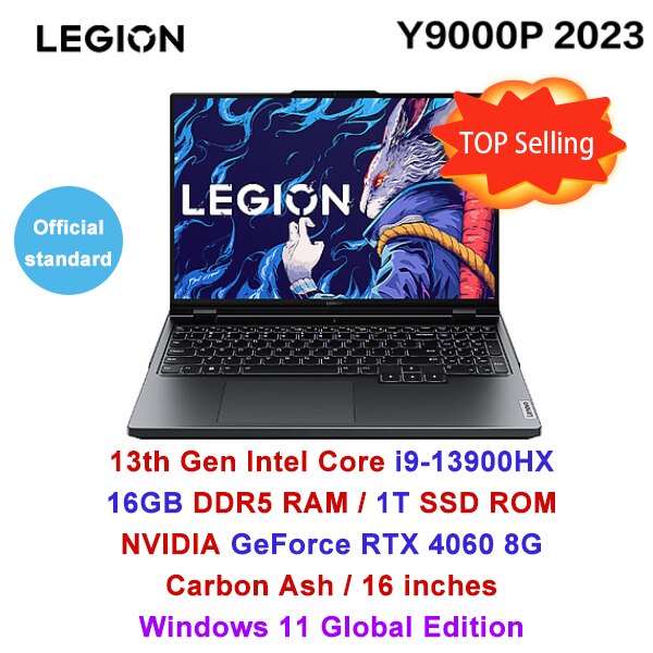 Lenovo Legion Y9000P Gaming Laptop 13th Intel Core I9-13900HX 16G 1TB SSD RTX4060/RTX4070 16 inches 240Hz 2023 Notebook PC