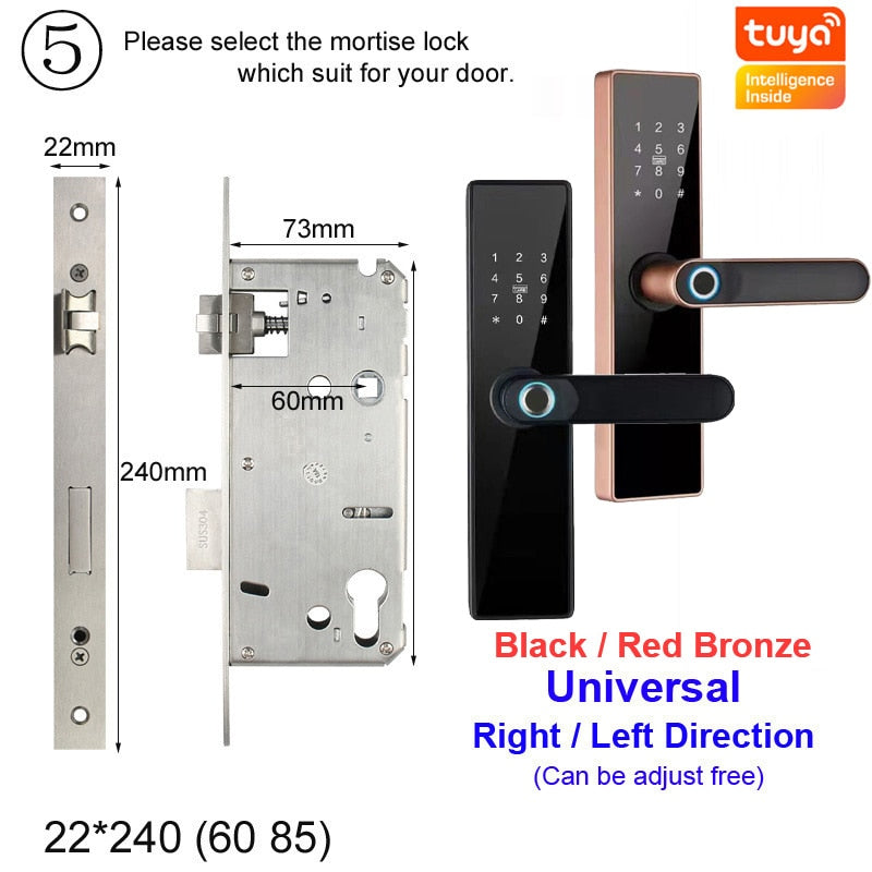 NEW RAYKUBE H4 Tuya Electronic Lock Wifi Smart Door Lock Fingerprint Lock Password IC Card Key USB Charge For Smart Home