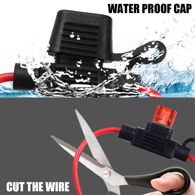 Car Mini Blade Fuse Holder Splash-proof Box 12V 30A with Fuses Blade Wire Cutoff Switch Socket Automotive Fuse Socket