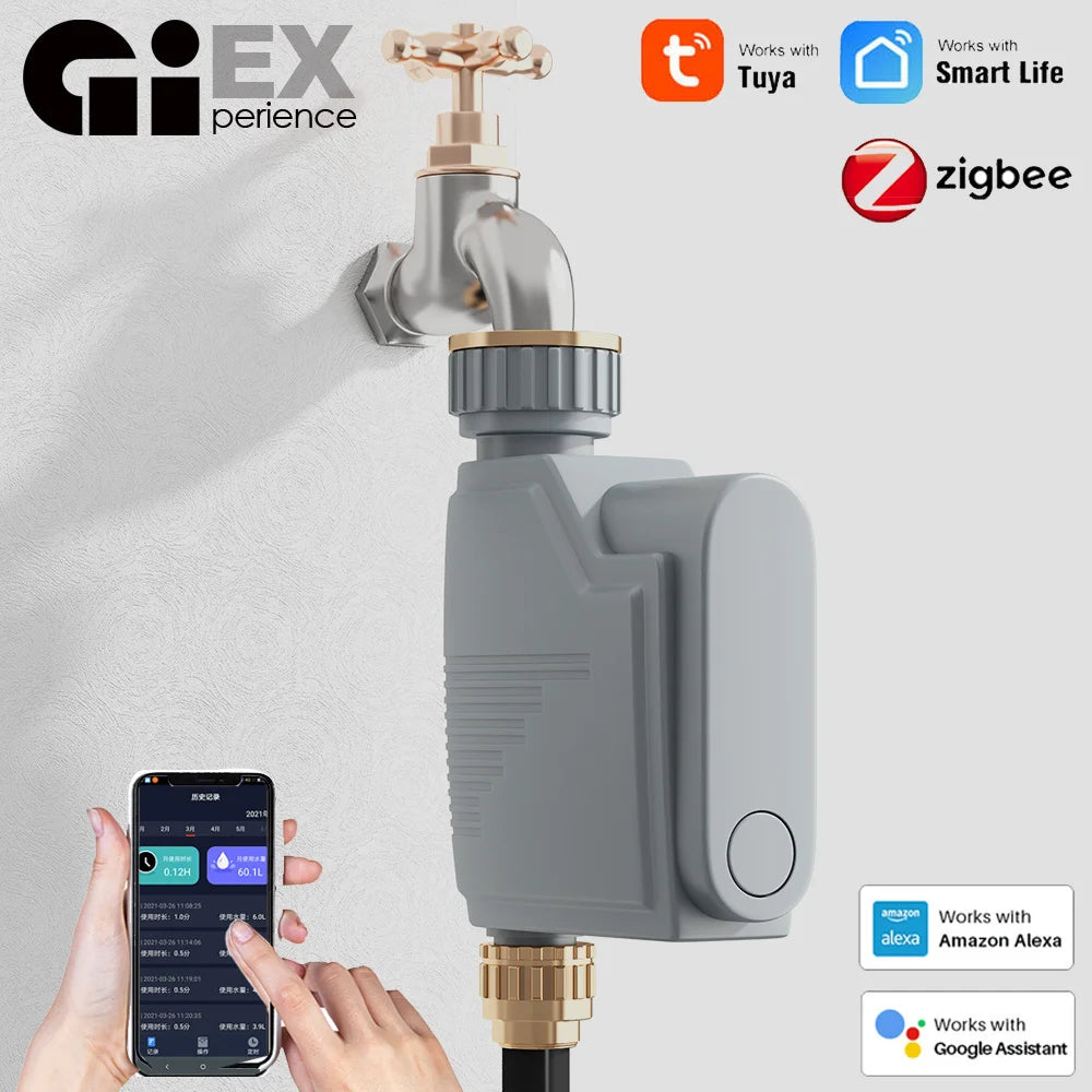 ZIGBEE 3.0 Garden WIFI Watering Timer Smart Life Sprinkler Irrigation System Built-in Water Flow Meter Water Controller TUYA