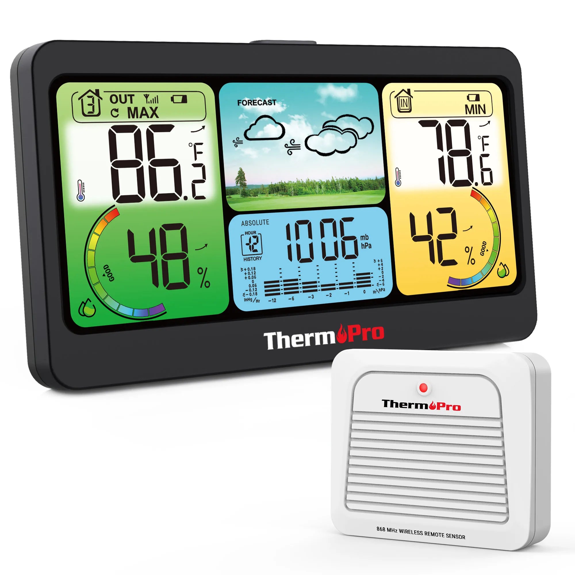 ThermoPro TP280C Wireless 300M Remote Range Chargable Large Display Outdoor And Indoor Thermometer Hygrometer