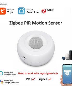 Tuya Zigbee PIR Motion Sensor Detector Movement Sensor Smart Life APP Wireless Home Automation System Work with Alexa Google Hom