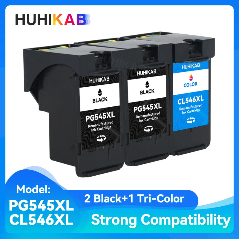 HUHIKAB 545XL 546XL Compatible Ink Cartridge Replacement For Canon PG 545 PG 546 XL For Pixma MG3050 IP2800 IP2850 MG2455 MG2500