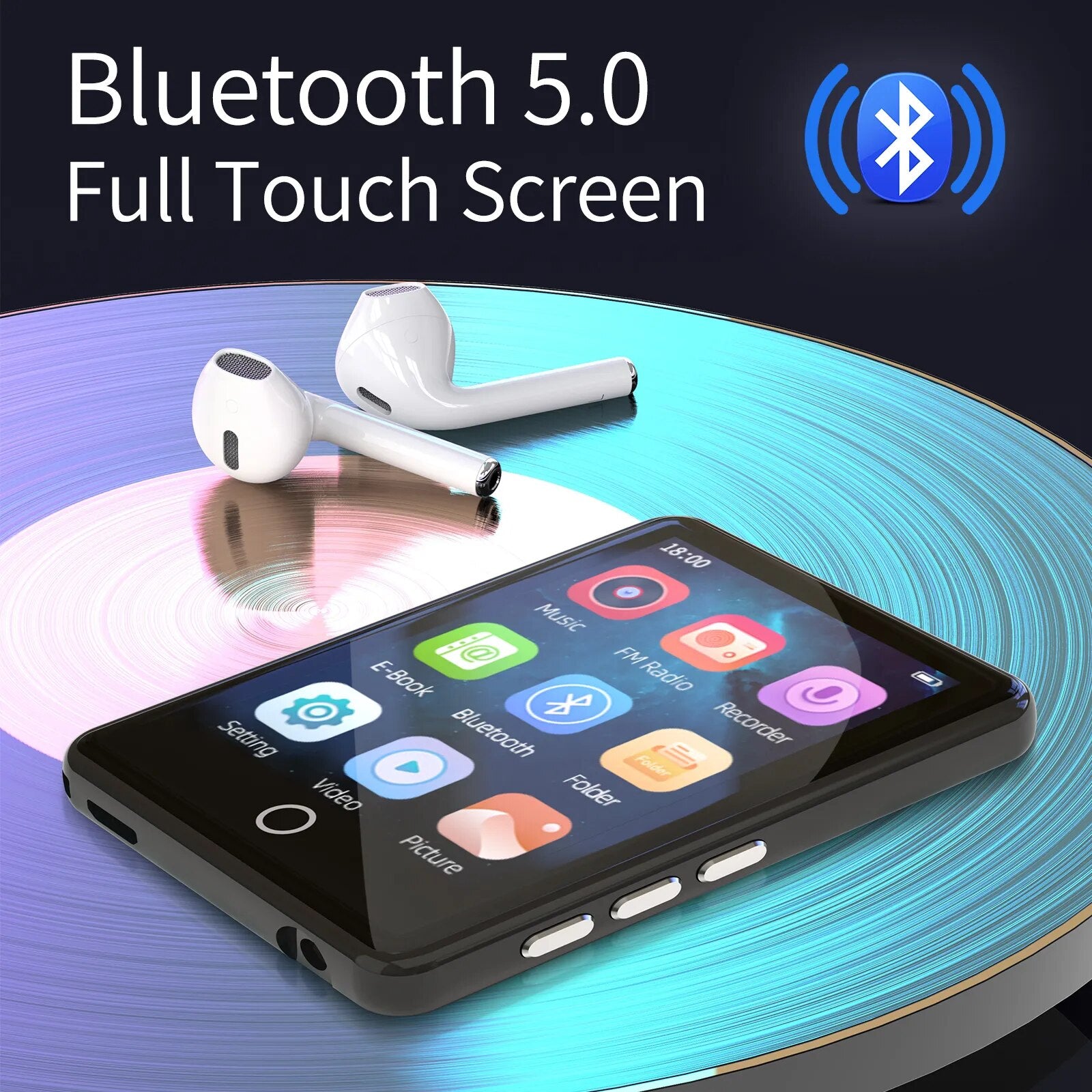 RUIZU M17 Metal Bluetooth 5.0 MP3 Music Player Touch Screen Portable Built-in Speaker Walkman With FM Radio Recorder Ebook MP4