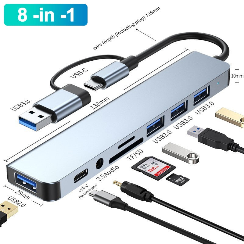 USB C Docking Station USB C Hub Multiple Monitor Adapter with 4K HDMI Monitor Adapter PD SD TF Video Card For Macbook Lenovo etc