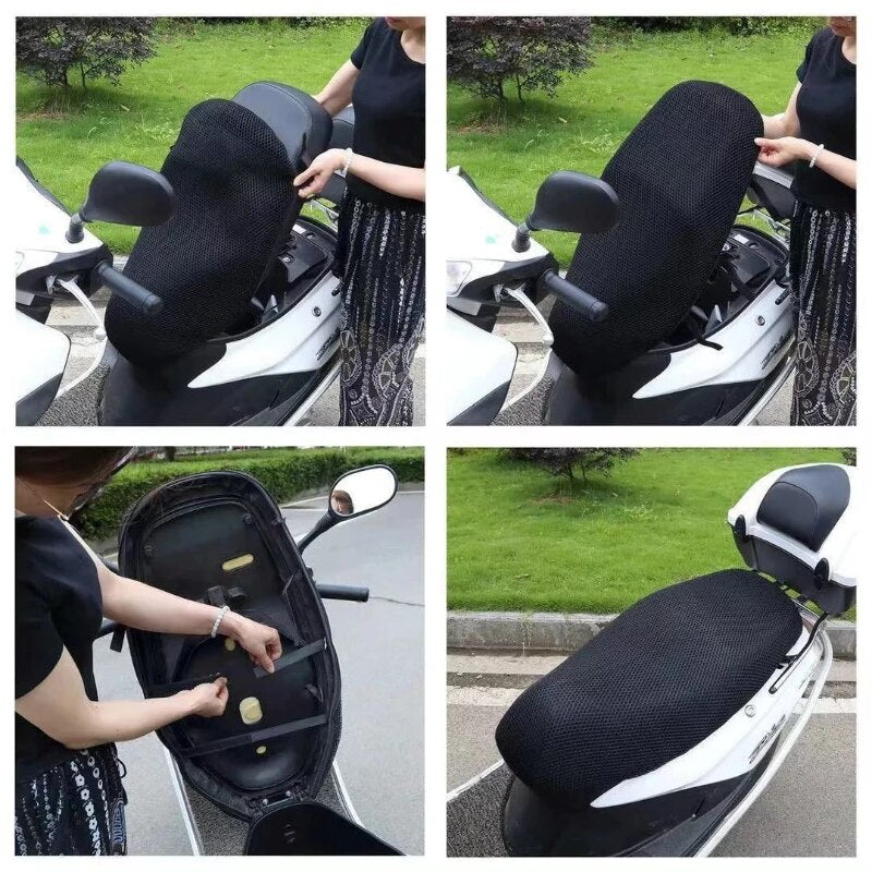 Breathable Motorcycle Seat Cover Net 3D Mesh Heat Insulation Seat Net Cushion Cover Black Motorcycle Accessories Protection