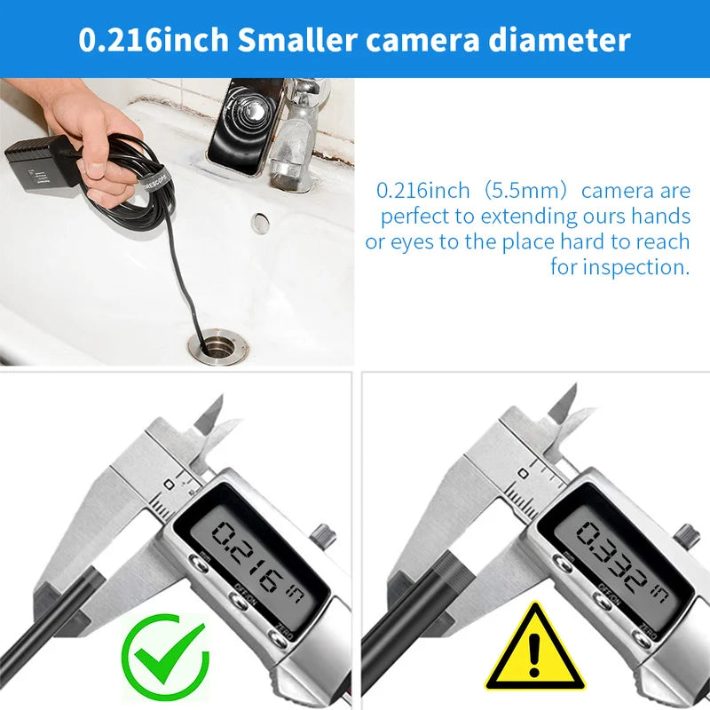 Telescoping Wifi Endoscope Camera  5.5mm 1080P HD Semi-Rigid Snake Camera USB Endoscope Borescope Endoscope for Iphone Tablet