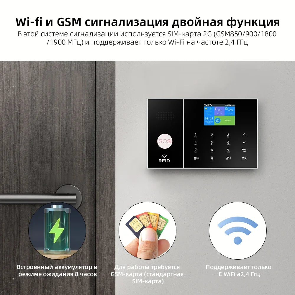 YUPA 4G Home Security Alarm System WIFI Wireless Alarm Kit Tuya Smart Life App Supports Wired Detector Door PIR Infrared Detecto