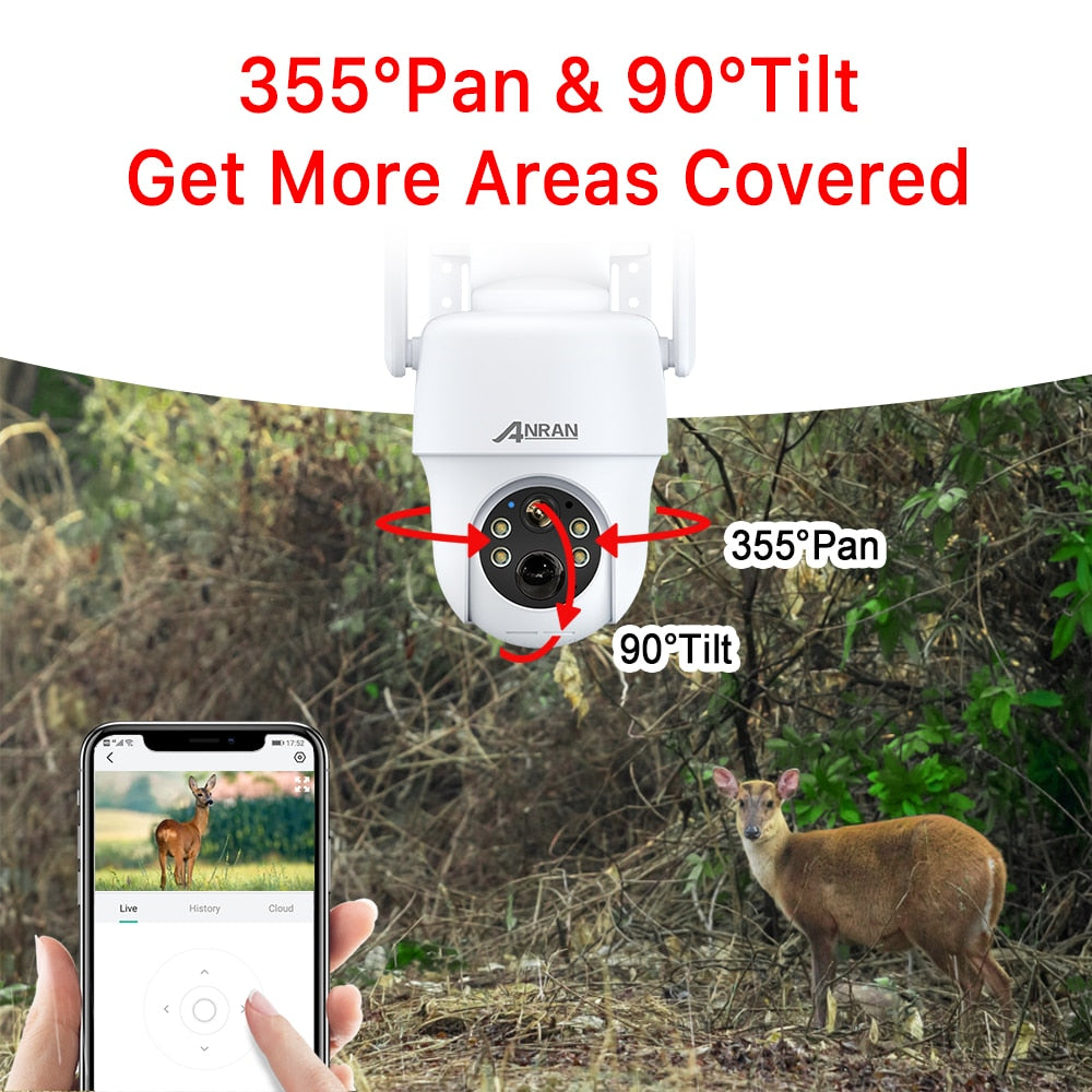 ANRAN 4G LTE Security Camera SIM Card 2K Solar Panel Outdoor Surveillance Battery Two-way Audio Wireless PTZ PIR Human Detection