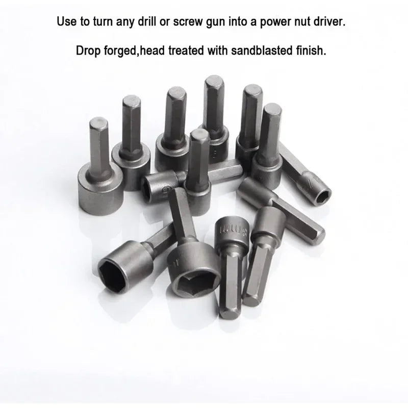 9pcs 5-13mm Hexagon Nut Driver Drill Bit Socket Screwdriver Wrench Set Adapter for Electric Screwdriver Handle Tool