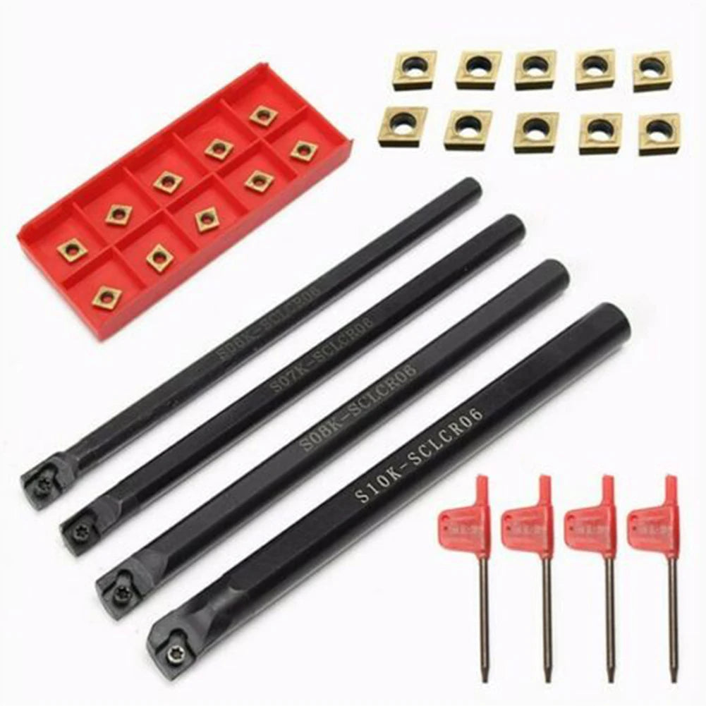 4 Set Lathe Turning Tool Holder Boring Bar Metal Shank Lathe Tool Lathe Cutter CNC Metal Turning Rod Holders And Inserts