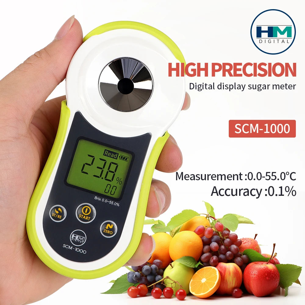 Digital Display Sugar Brix Meter Refractometer 0.0-55.0% Fruits Drinks Beverage Sugar Content Measuring Instrument Saccharimeter