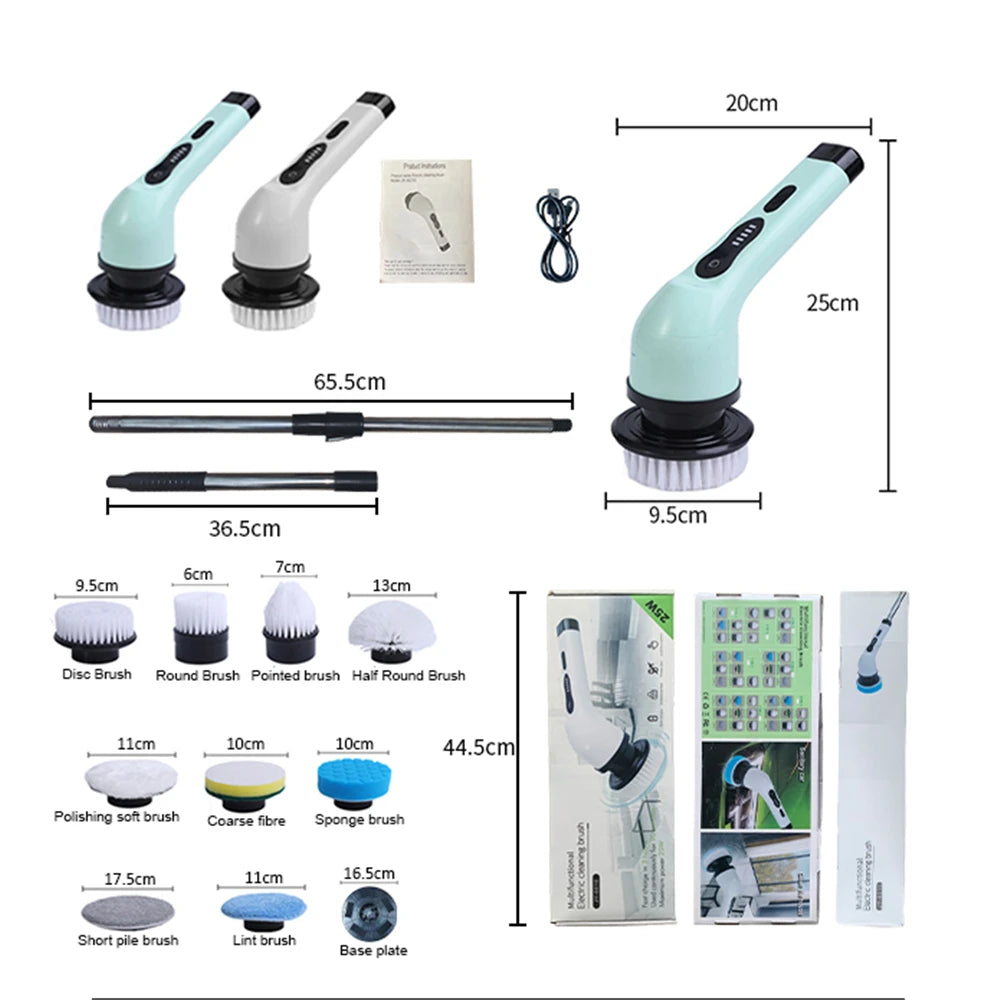 9-in-1 Wireless Electric Cleaning Brush Multifunctional Bathroom Window Kitchen Automotive Household Rotating Cleaning Machine