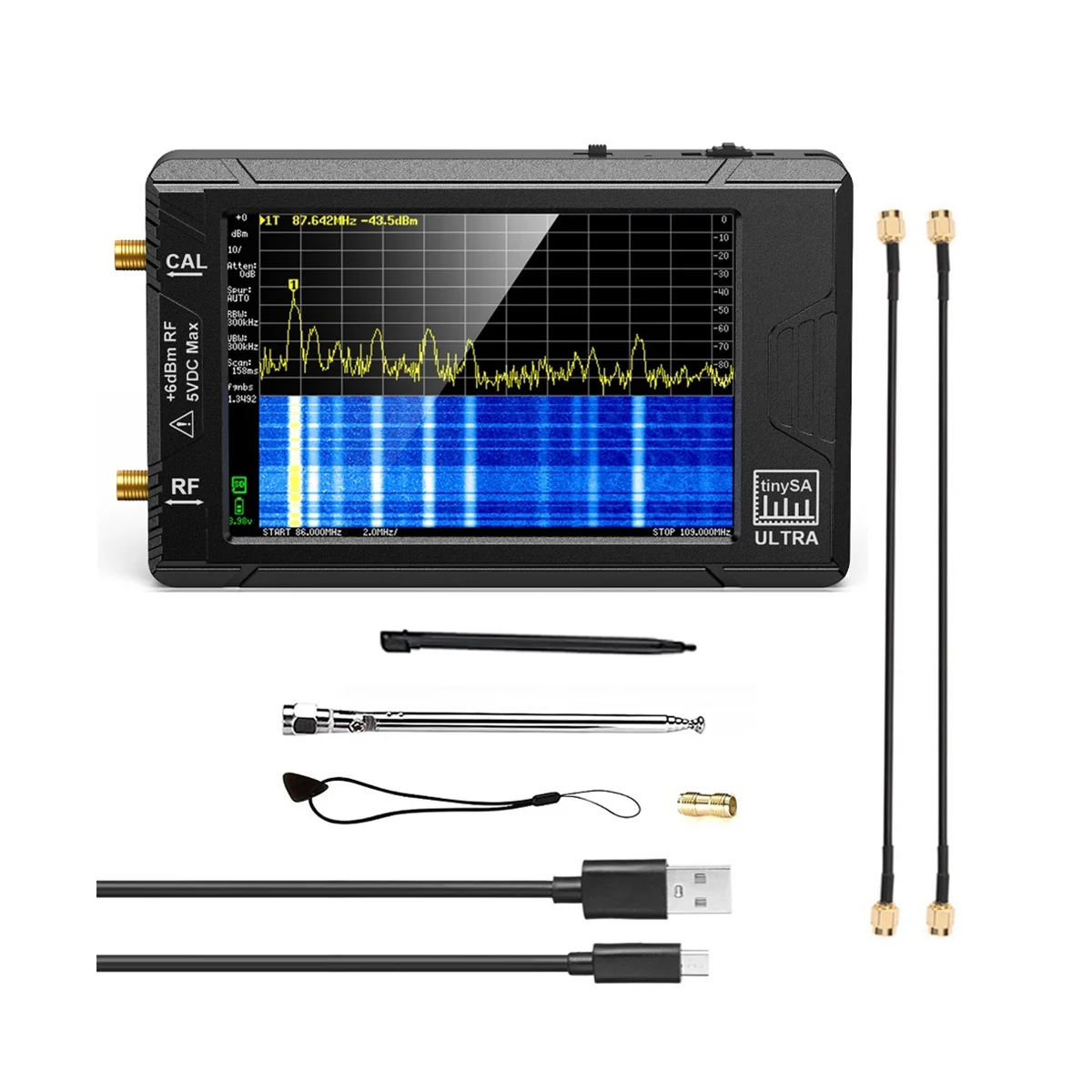 New TinySA Ultra 4 Inch Spectrum Analyzer Handheld Analyzer 4 Inch Display with Battery 100KHz to 5.3GHz with 32GB Card