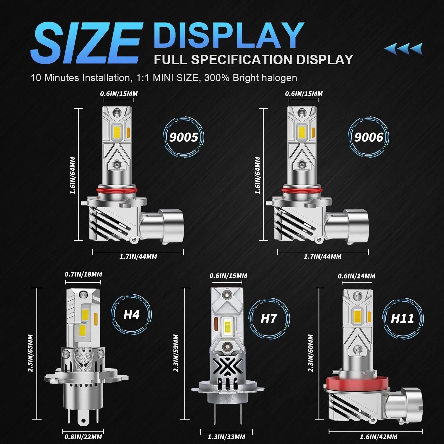 H7 H4 LED Bulb H11 LED Headlight Kit 9005/HB3 9006/HB4 LED Wireless 120W 24000LM 6500K CSP for Car Headlamp 12V Turbo Lamps