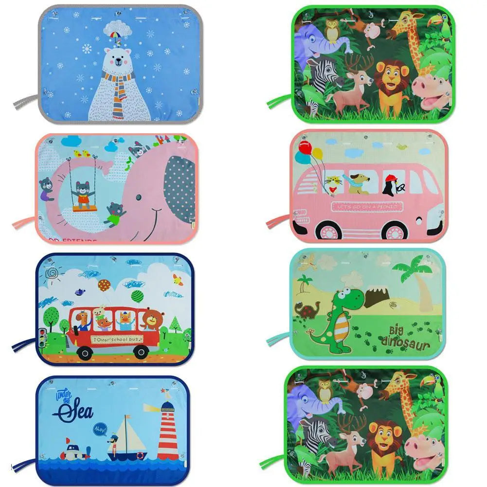 Car Sun Shade Car Cover Cartoon Rear Side Window Curtain Film Car Sunshade Visor Heat UV Protection for Baby Kid Children