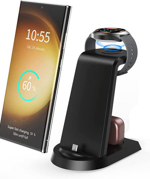 25W Super Fast Wireless Charger 3 in 1 for Samsung S23 Ultra S22 S21 S20 Galaxy 5 4 3 Active 2 Watch Earbuds Charging Station