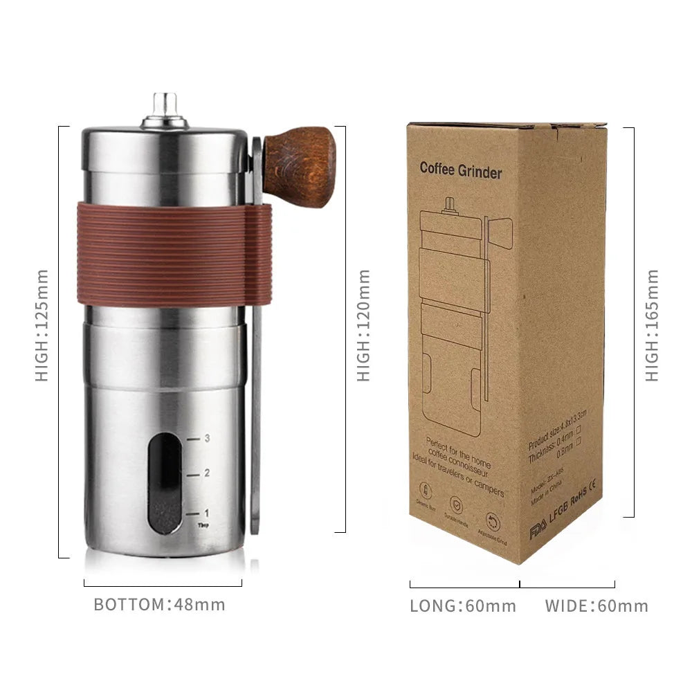 Manual Coffee Grinder, Portable Bean Grinders, Mini Stainless Steel, Easy Hand, Handmade Mill Foamer, Kitchen Coffee Accessories