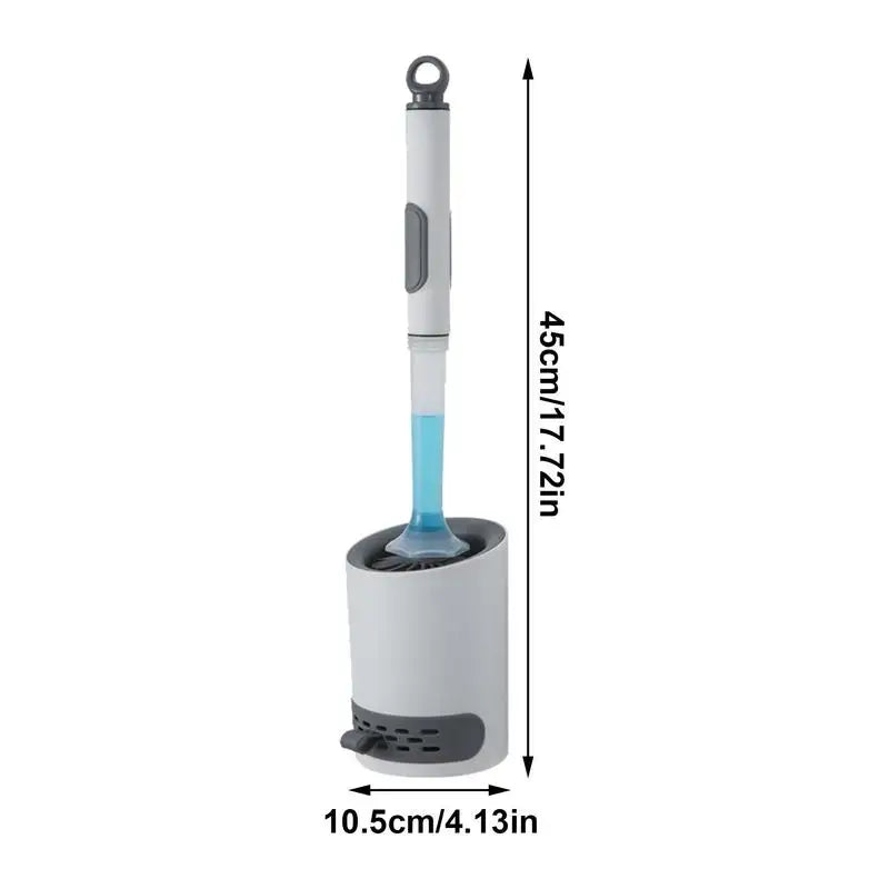 Toilet Brush Refillable Handle Silicone Toilet Brush With Soap Dispenser Punch-Free Wall Mount Toilet Brush With Liquid Long