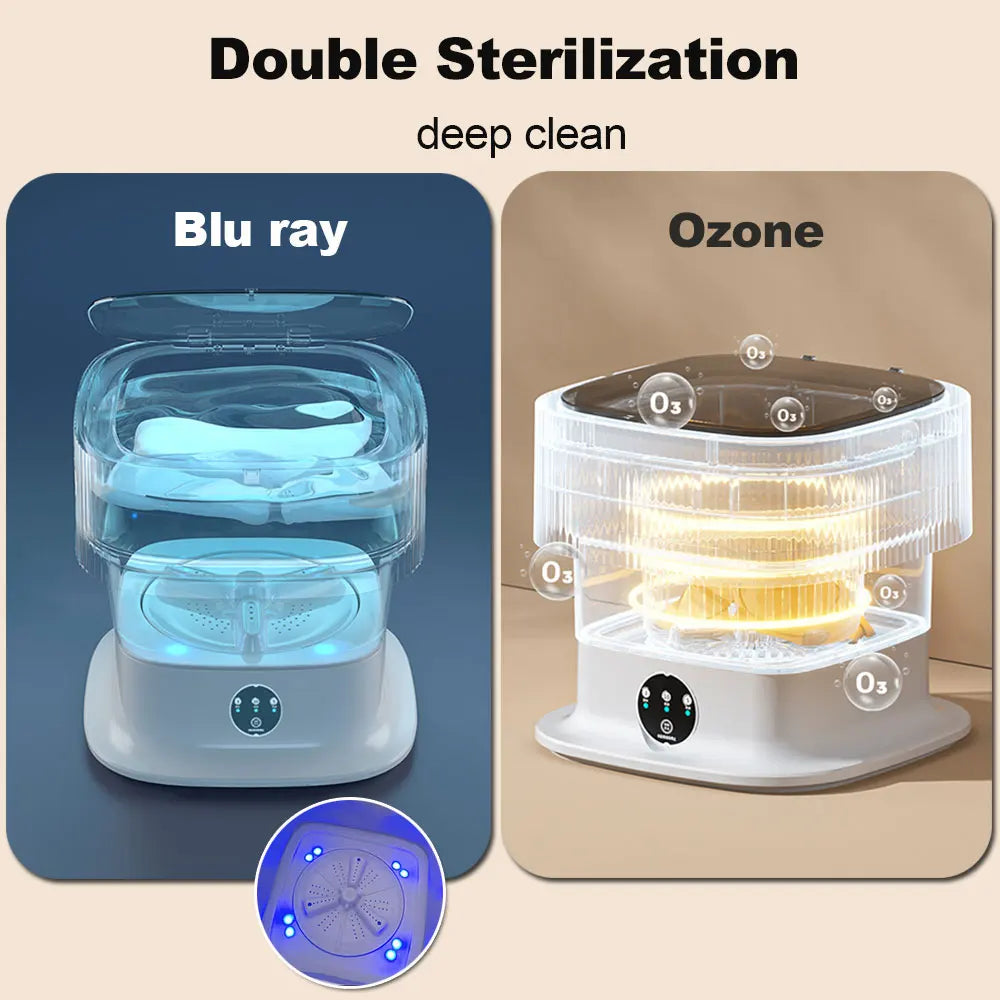 10L Portable Folding Washing Machine with Blu Ray Student Dormitory Underwear Socks Mini Washing Machine Portable Laundry Bucket