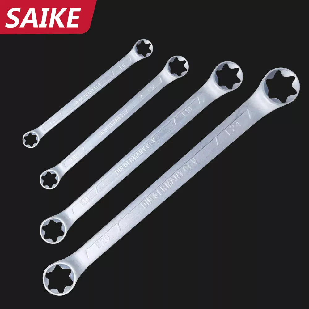 Box Wrench Set E Hex Wrench Double End E Cr-Mo Pentalobe Spanner Set E-Torx Double Box Ratcheting Wrench Car garage Tools