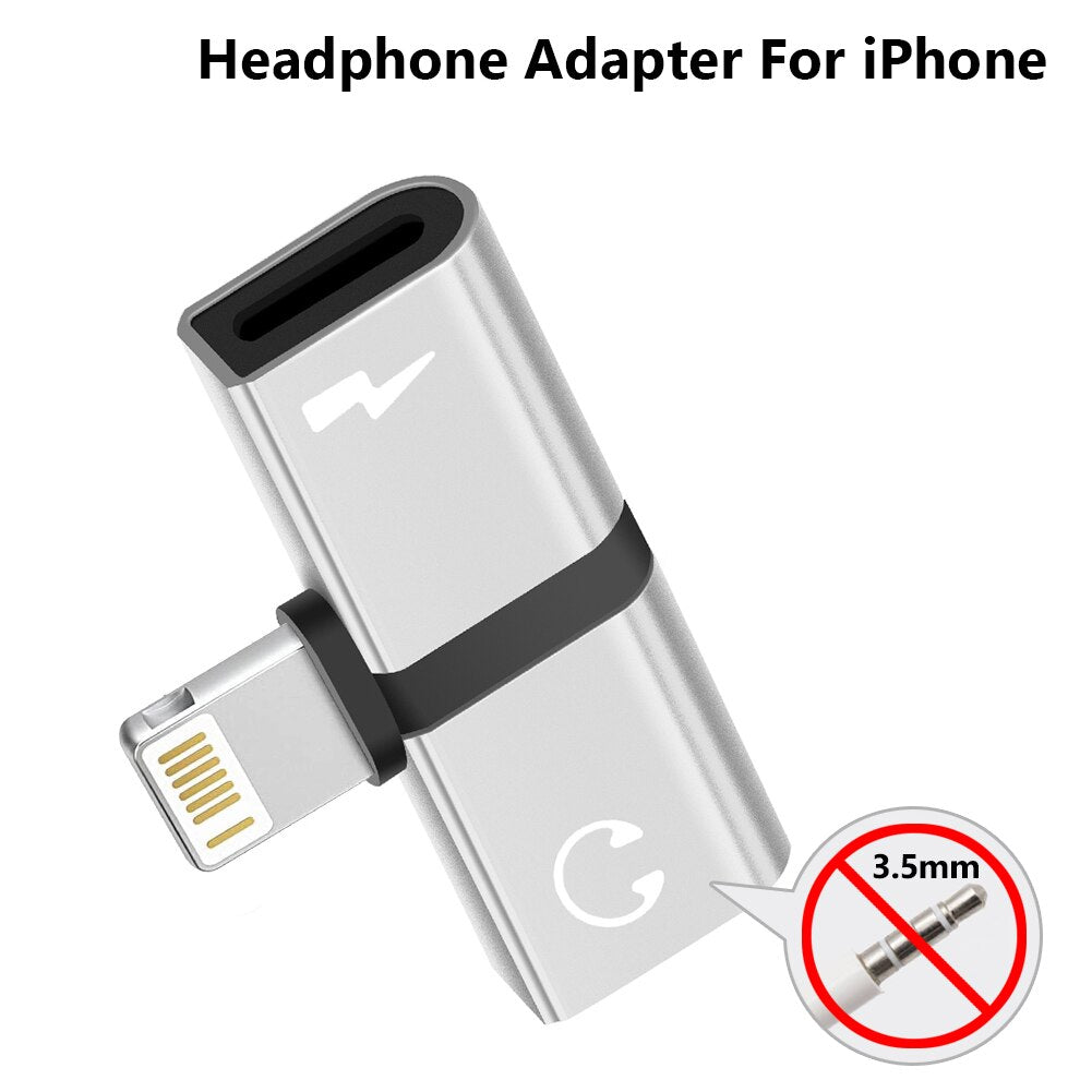 For IPhone 2 in 1 Audio Adapter Lighting To Lightin For IPhone 14 13 11 Pro X 8 USB C Cable Converter Charging Connector