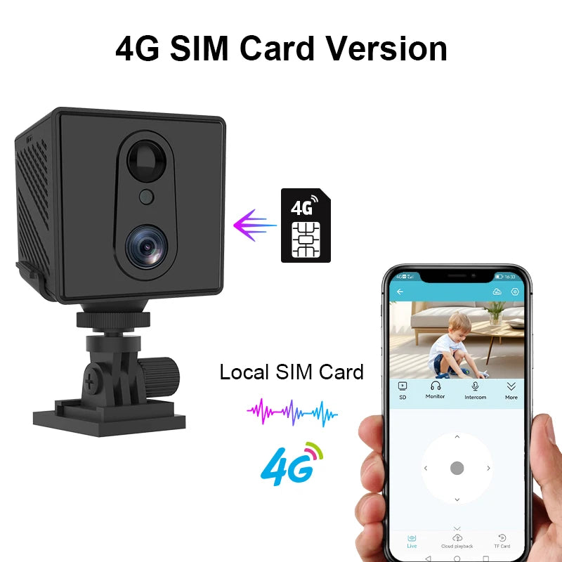 Vstarcam 4g Sim Card Mini Camera 3MP 1080P Wireless Monitoring HD Night Vision Rechargeable 3000mAh Battery Powered WiFi IP Cam