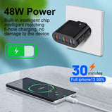 6 In 1 USB Charger Fast Charge Charger Fast Charging 6 Ports Wall Charger For Samsung Xiaomi iPhone Mobile Phone Charger Adapter
