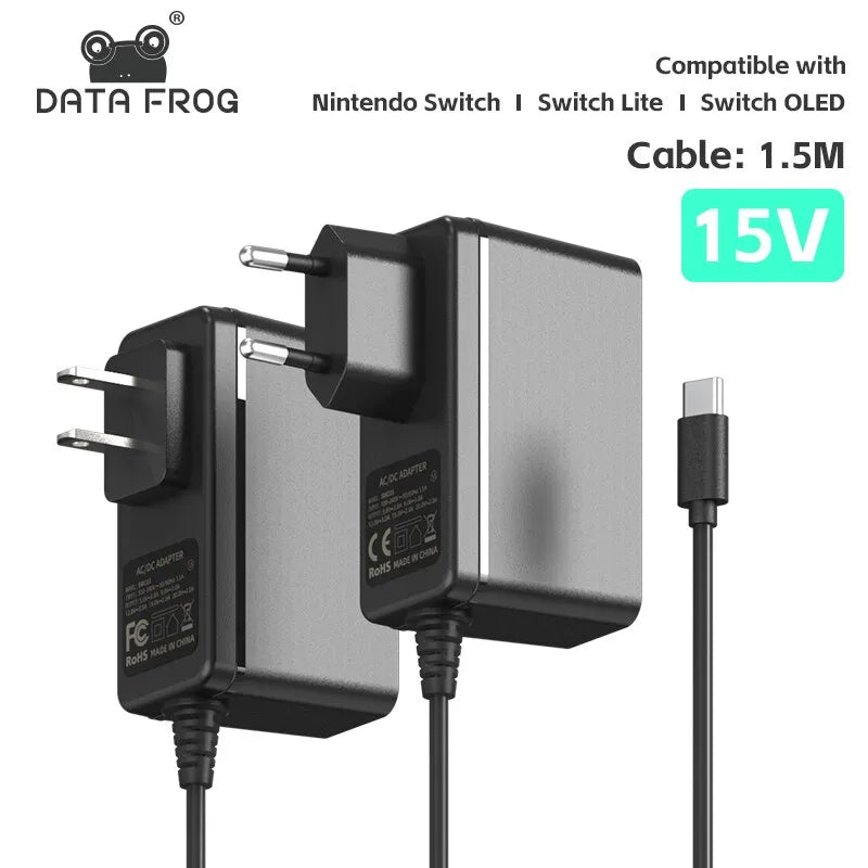 DATA FROG EU/US Plug AC Adapter Charger for Nintend Switch OLED Travel Home Charging USB Type C Power Supply for Nintend Switch