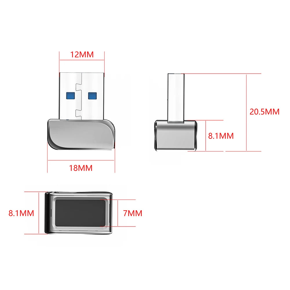 USB Lock Unlock Scanner Zinc Alloy MinI Login/Sign-in Modules Safe Multilingual Convenient Operation Portable for Laptops PC