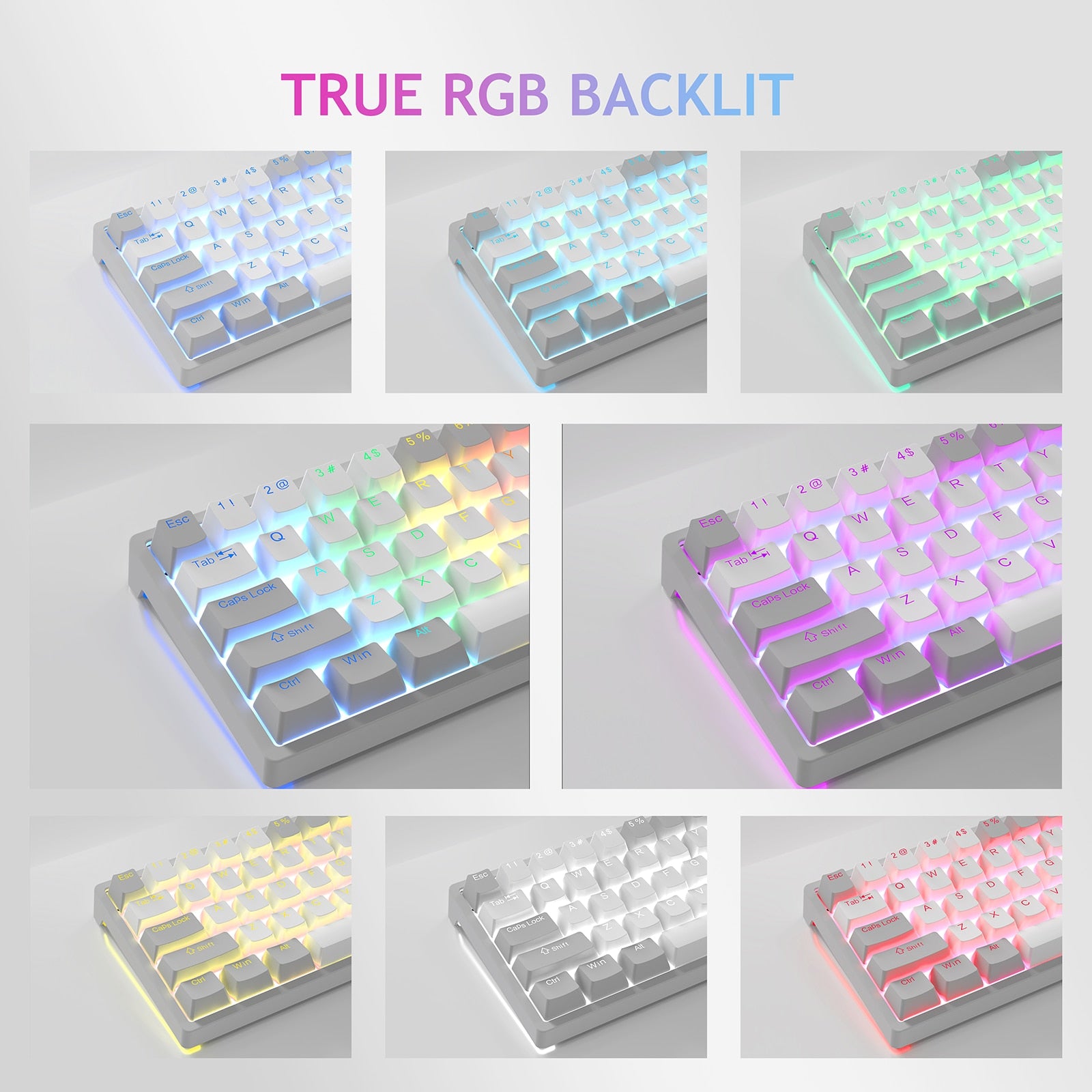 AULA F3261 RGB effect USB Mini Mechanical Gaming Keyboard Red Switch 61 Keys Wired Separated detachable cable for Mac Windows