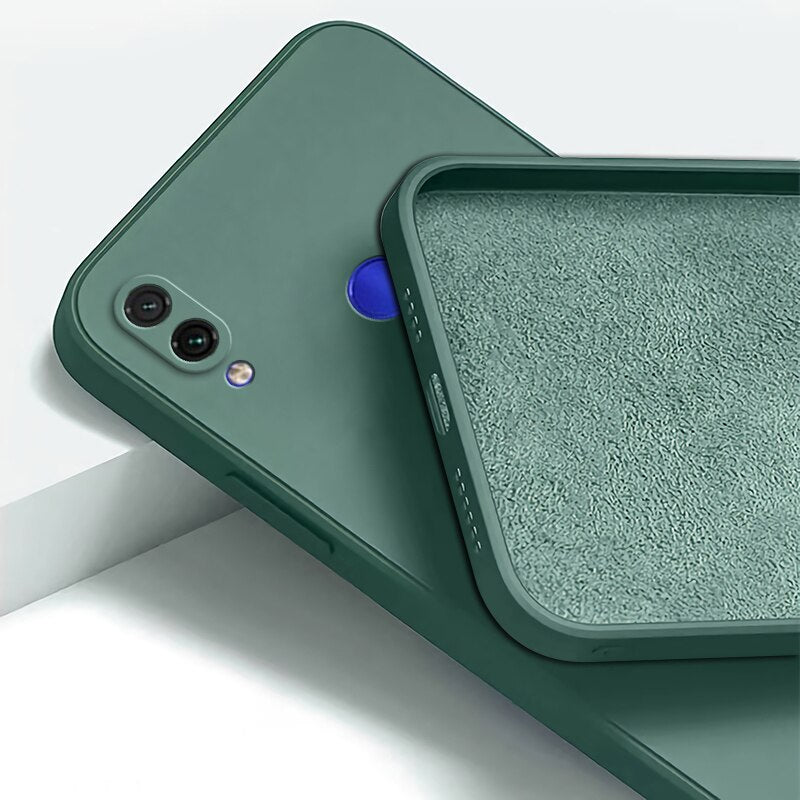 Original Square Liquid Silicone Case for Xiaomi Redmi Note 7 7S Pro Camera Lens Protective Cute Phone Back Cover Note7 7Pro Capa