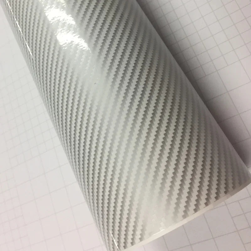 White glossy 2D Carbon Fiber wrap Glossy white Twill 2D Carbon Fiber film  with size 10/20/30/40/50/60x127CM/LOT BY FREE SHIP