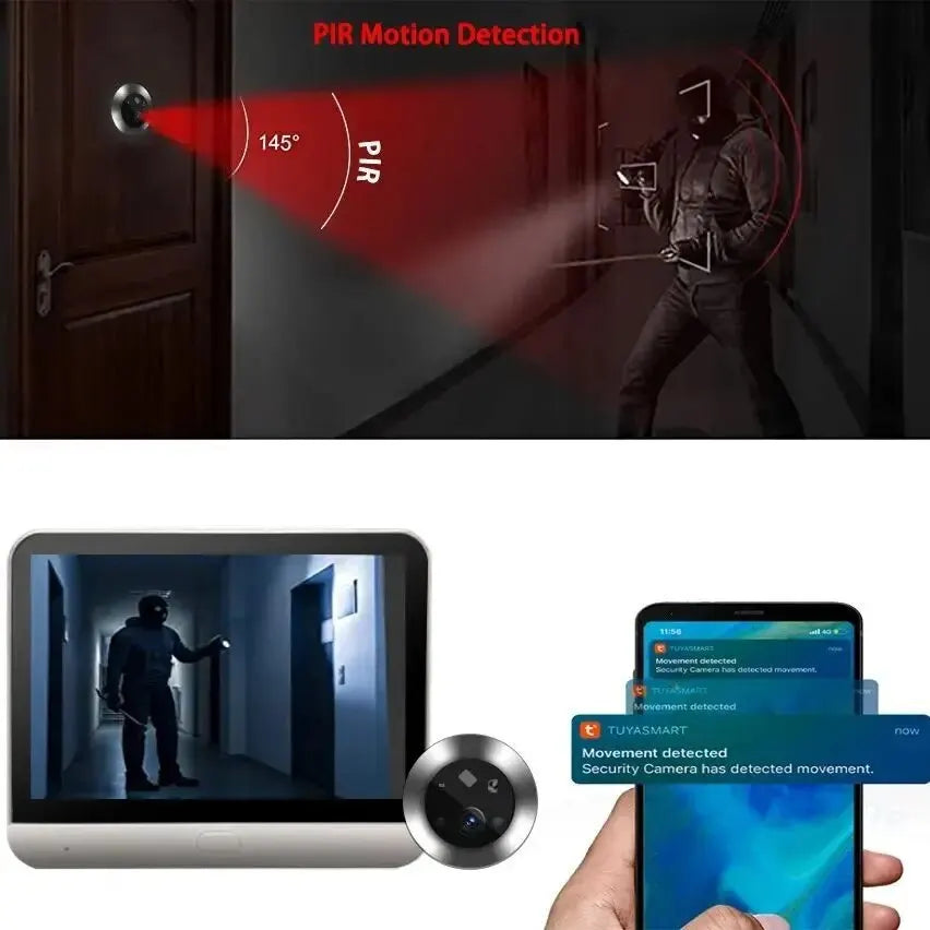 4.3 Inch WiFi Peephole Tuya Smart 1080P WiFi Peephole Video Camera Home Security Night Vision Video Door Camer