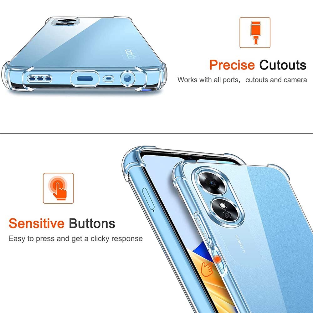 Shockproof Clear Soft Case For Oppo A17 A16 A16s A54s Silicone Back Cover for Oppo A78 5G A57 4G A77 5G A57s A96 4G A76 A94 5G