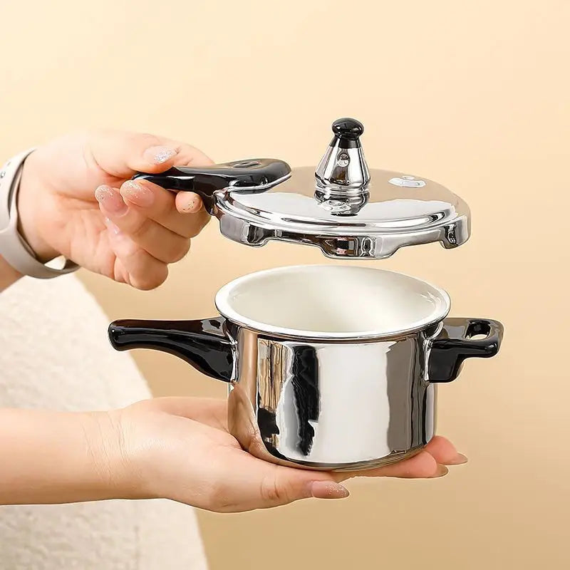 Creative Pressure Cooker Modeling Ceramic Water Cups with Lids High Appearance Funny Gift Interesting Gadget Kitchen Accessories