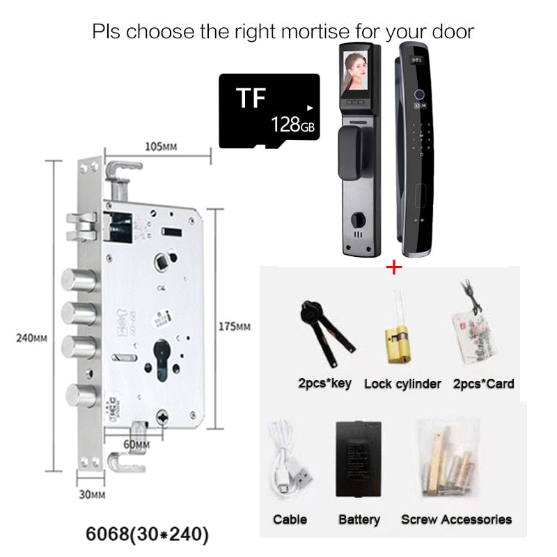 Fully Automatic WIFI APP 3D Face Recognition Smart Lock Fingerprint Biometric Card Key Digital Lock Home Smart Lock